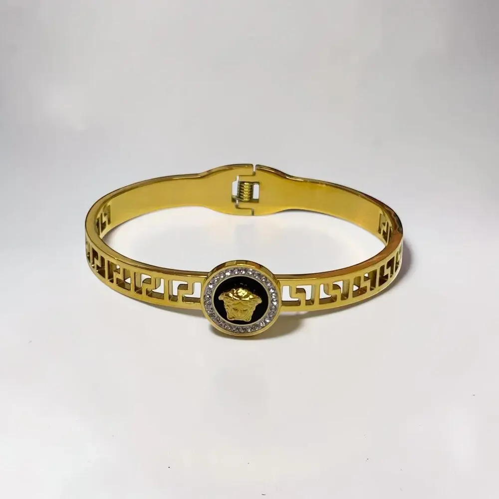 Gold Geometric Titanium Steel Bangle